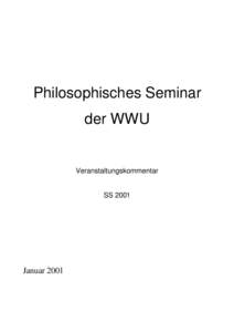 Philosophisches Seminar der WWU Veranstaltungskommentar SS 2001