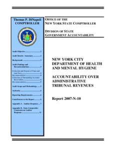 Thomas P. DiNapoli COMPTROLLER OFFICE OF THE NEW YORK STATE COMPTROLLER DIVISION OF STATE