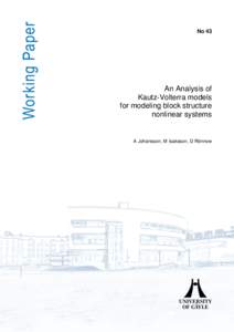 No 43  An Analysis of Kautz-Volterra models for modeling block structure nonlinear systems