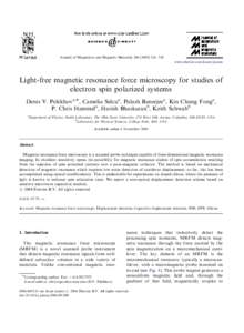 ARTICLE IN PRESS  Journal of Magnetism and Magnetic Materials[removed]–328 www.elsevier.com/locate/jmmm  Light-free magnetic resonance force microscopy for studies of