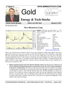 J Taylor’s  WWW.MININGSTOCKS.COM D o w J o n e s /G o ld A n n u a l R e tu rn s  Gold