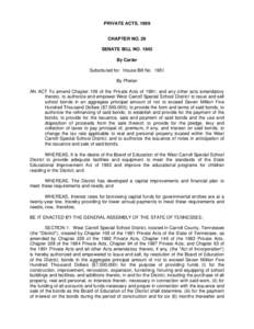 PRIVATE ACTS, 1999 Chapter No. 29 CHAPTER NO. 29 SENATE BILL NO[removed]By Carter Substituted for: House Bill No. 1951