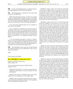 © Éditeur officiel du Québec, 2013  Part 2 GAZETTE OFFICIELLE DU QUÉBEC, September 25, 2013, Vol. 145, No. 39