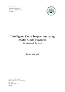 Master Thesis Software Engineering Thesis no: MSE[removed]  Intelligent Code Inspection using