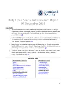 Department of Homeland Security Daily Open Source Infrastructure Report