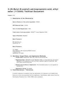 Technical Document for 3-(N-Butyl-N-acetyl)-aminopropionic acid, ethyl ester also referred to as a BRAD