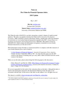 Notes on The Chinn-Ito Financial Openness Index 2013 Update May 1, 2015 Hiro Ito ()