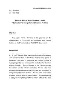 LC Paper No. CB[removed])  For Discussion On 4 July[removed]Panel on Security of the Legislative Council