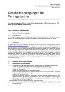 DB AutoZug GmbH Geschäftsbedingungen für Vertragspartner (NBInst) StandGeschäftsbedingungen für Vertragspartner