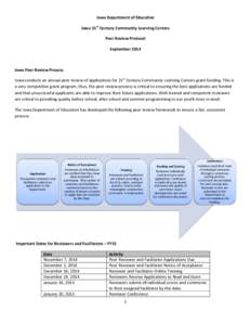 Iowa Department of Education Iowa 21st Century Community Learning Centers Peer Review Protocol September[removed]Iowa Peer Review Process