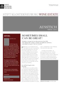 Stift Klosterneuburg wine estate wine magazine – The Ausstich STIFT KLOSTERNEUBURG WINE ESTATE  AUSSTICH