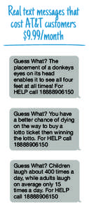 Real text messages that cost AT&T customers $9.99/month Guess What? The placement of a donkeys eyes on its head