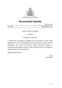 Northern Territory of Australia  Government Gazette ISSN-0157-833X  No. S120