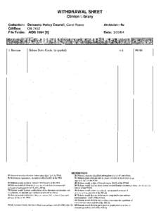 WITHDRAWAL SHEET   Clinton library Collection: Domestic Policy Council, Carol Rasco OAlBox: