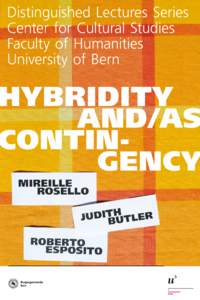 Distinguished Lectures Series Center for Cultural Studies Faculty of Humanities University of Bern  Hybridity