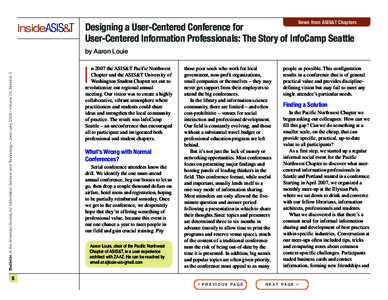 InsideASIS&T  News from ASIS&T Chapters Designing a User-Centered Conference for User-Centered Information Professionals: The Story of InfoCamp Seattle