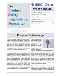 The  Product Safety Engineering Newsletter