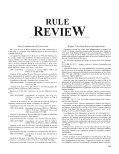 RULE  REVIEW State Commission of Correction  Higher Education Services Corporation