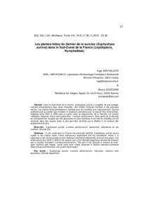 23 Bull. Soc. Linn. Bordeaux, Tome 145, (N.S.) n° [removed] : [removed]Les plantes-hôtes du Damier de la succise (Euphydryas aurinia) dans le Sud-Ouest de la France (Lepidoptera, Nymphalidae)