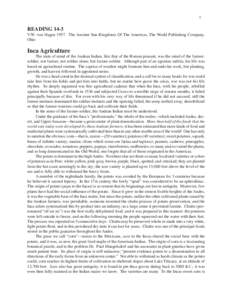 Reading[removed]READING 14-3 V.W. von Hagen[removed]The Ancient Sun Kingdoms Of The Americas, The World Publishing Company,