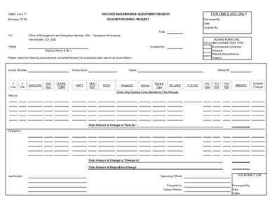 OSF Form 77: Voucher Recumbrance Adjustment Request/Voucher Reversal Request