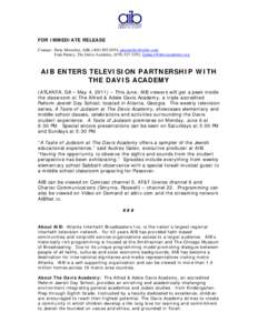 Microsoft Word - Press Release - AIB The Davis Academy Partnership 2011.doc