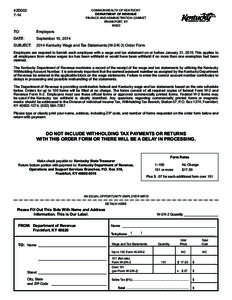 42D003 7-14 COMMONWEALTH OF KENTUCKY DEPARTMENT OF REVENUE FINANCE AND ADMINISTRATION CABINET