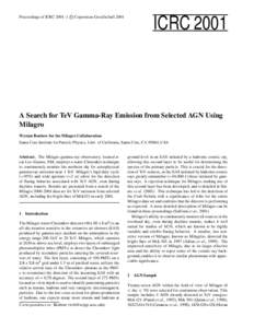 c Copernicus Gesellschaft 2001 Proceedings of ICRC 2001: 1 ICRCA Search for TeV Gamma-Ray Emission from Selected AGN Using