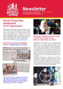Issue 2, July[removed]World Circus Day Celebrated in 47 Countries ! Registrations from Vietnam and Venezuela on the