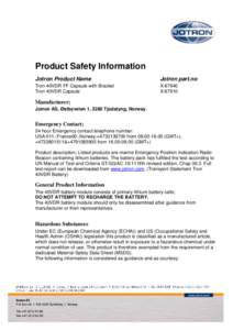 Product Safety Information Jotron Product Name Jotron part.no  Tron 40VDR FF Capsule with Bracket