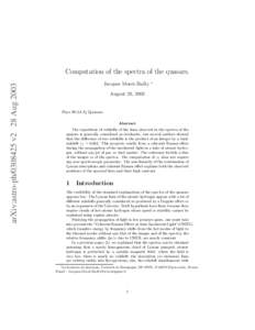 arXiv:astro-ph[removed]v2 28 Aug[removed]Computation of the spectra of the quasars. Jacques Moret-Bailly  ∗