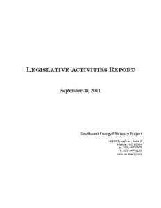 LEGISLATIVE ACTIVITIES REPORT September 30, 2011