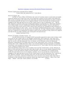 Southern Campaign American Revolution Pension Statements Pension Application of Samuel Perry S39003 Transcribed and annotated by C. Leon Harris State of Virginia Sct. On this 11 th day of May 1818 before the court of Car