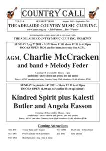 Adelaide Country Music Club Country Call AugustSeptember 2011 Issue - Vol 22.4