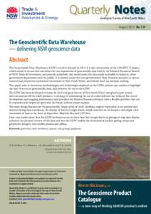 Quarterly   Notes Geological Survey of New South Wales August 2013 No 139  The Geoscientific Data Warehouse