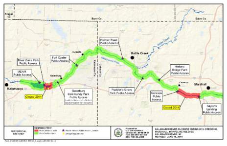 Dredging map and river closures for Enbridge