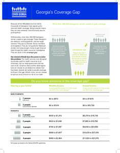 Georgia’s Coverage Gap Because of the Affordable Care Act (ACA), thousands of Georgians have signed up for low-cost health coverage. Being covered means they are less stressed, more financially secure, and healthier!