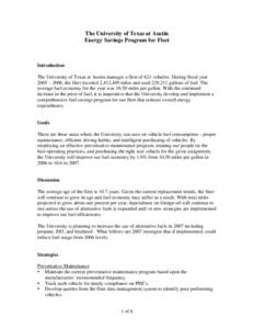 University of Texas at Austin Fleet Fuel Management Plan