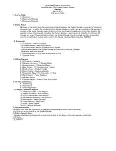 Associated Student Government Santa Barbara City College Student Senate Agenda May 4, 2012 9:00 am, CC[removed]Call to Order
