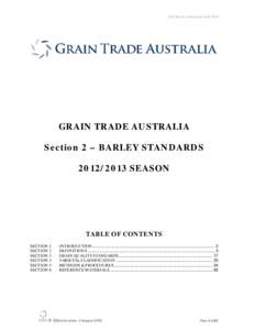 GTA Barley Standards[removed]GRAIN TRADE AUSTRALIA Section 2 – BARLEY STANDARDS[removed]SEASON