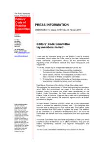 The Press Standards Board of Finance Ltd Editors’ Code of Practice