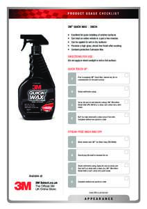 PRODUCT USAGE CHECKLIST  3M™ QUICK WAX | 39034 •	 •	 •