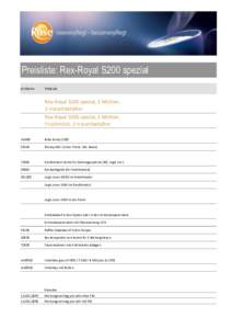 Preisliste: Rex-Royal S200 spezial Artikelnr. Produkt  Rex-Royal S200 spezial, 2 Mühlen,