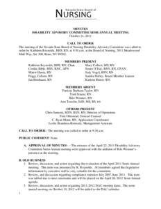 NURSING  Nevada State Board of MINUTES DISABILITY ADVISORY COMMITTEE SEMI-ANNUAL MEETING
