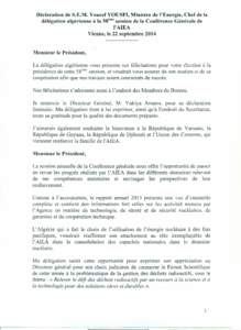 Algeria - Statement to 58th IAEA General Conference[removed]French