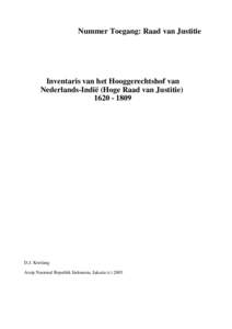 Nummer Toegang: Raad van Justitie  Inventaris van het Hooggerechtshof van Nederlands-Indië (Hoge Raad van Justitie[removed]