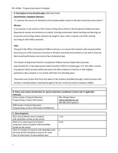 PB v White – Program Description Template A. Description of overall philosophy (200 word limit): EXCEPTIONAL CHILDREN SERVICES 