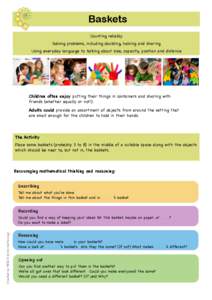 Baskets Counting reliably Solving problems, including doubling, halving and sharing