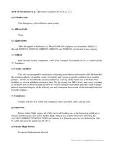 Air safety / Stabilizer / Vertical stabilizer / Embraer Phenom 100 / Federal Aviation Administration / Fixed-wing aircraft / Paperwork Reduction Act / Aviation / Aircraft / Aerospace engineering