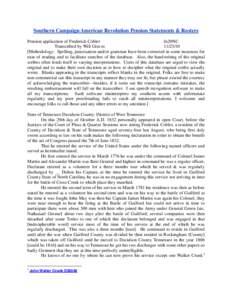 Southern Campaign American Revolution Pension Statements & Rosters Pension application of Frederick Cobler fn20NC Transcribed by Will Graves[removed]Methodology: Spelling, punctuation and/or grammar have been corrected